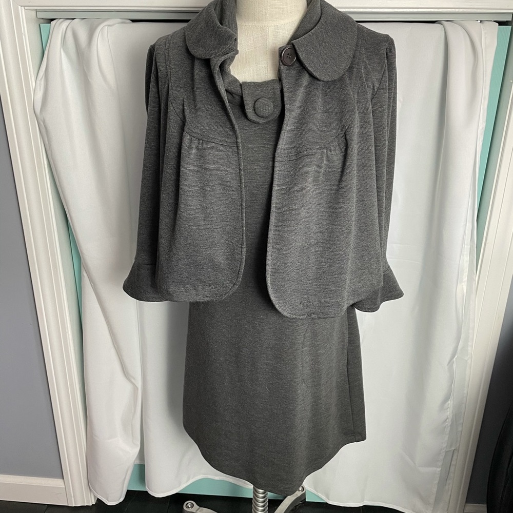Grey dress with Grey Sweater Cardigan Fits S-M